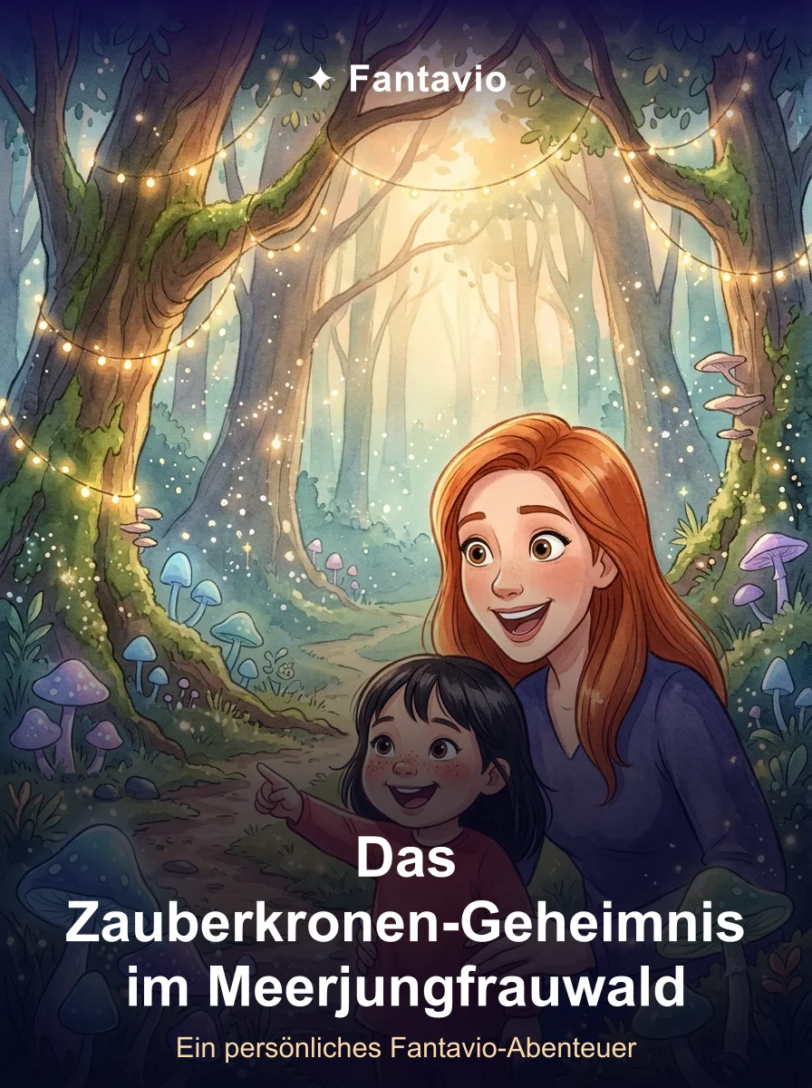 Beispiel-Buchcover: Das Zauberkronen-Geheimnis im Meerjungfrauwald – ein personalisiertes Fantavio-Märchen