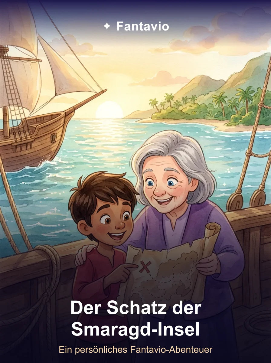 Beispiel-Buchcover: Der Schatz der Smaragd-Insel – ein personalisiertes Fantavio-Piratenabenteuer